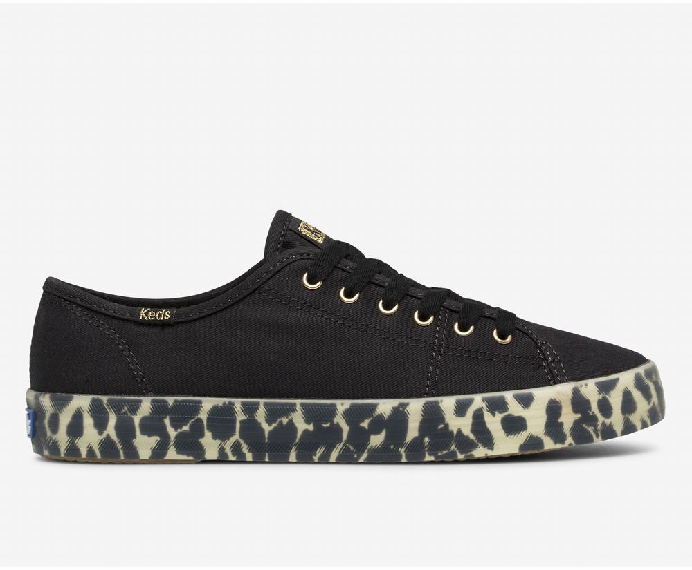 Women's Keds Kickstart Leopard Foxing Sneakers Black 8507924OW - South Africa